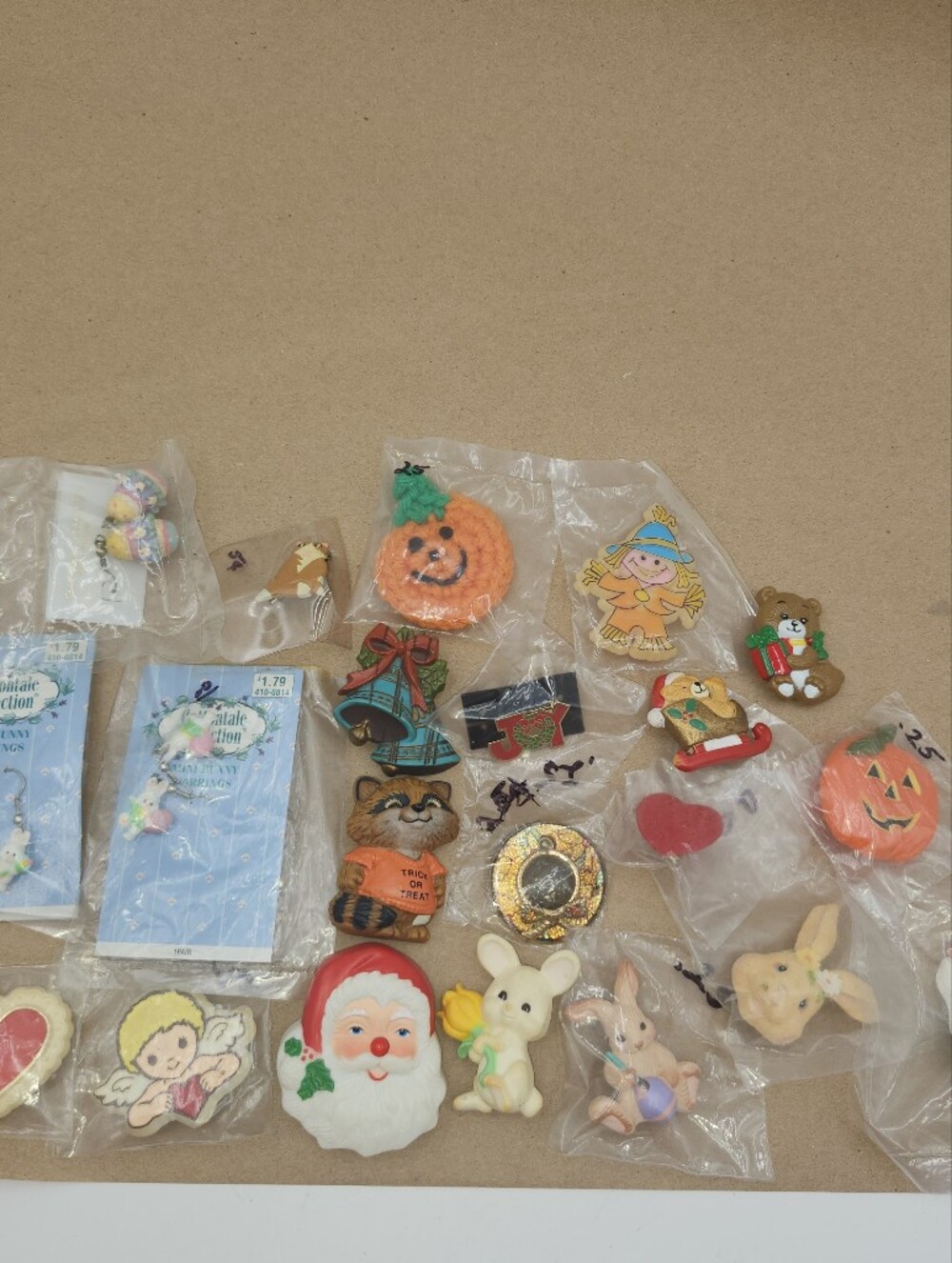 Huge lot Vintage Valentine's Holiday Pins earrings jewelery Halloween Christmas